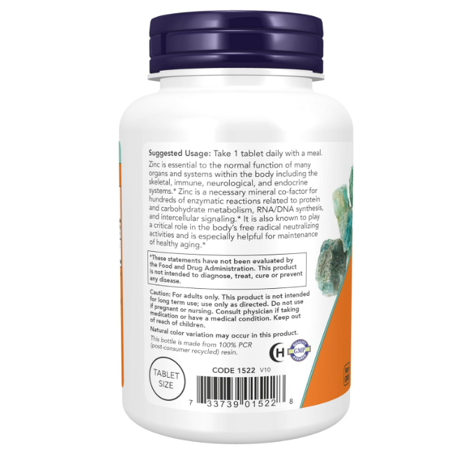 Now - Zinc 50mg , 250 tabletas