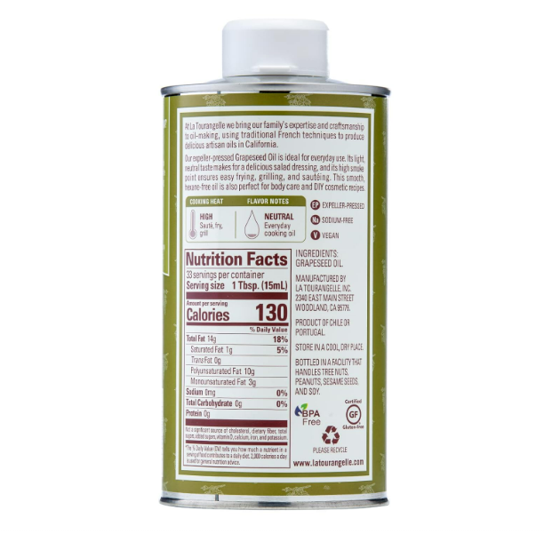 La Tourangelle - Grapeseed oil(aceite de cocina), 500ml