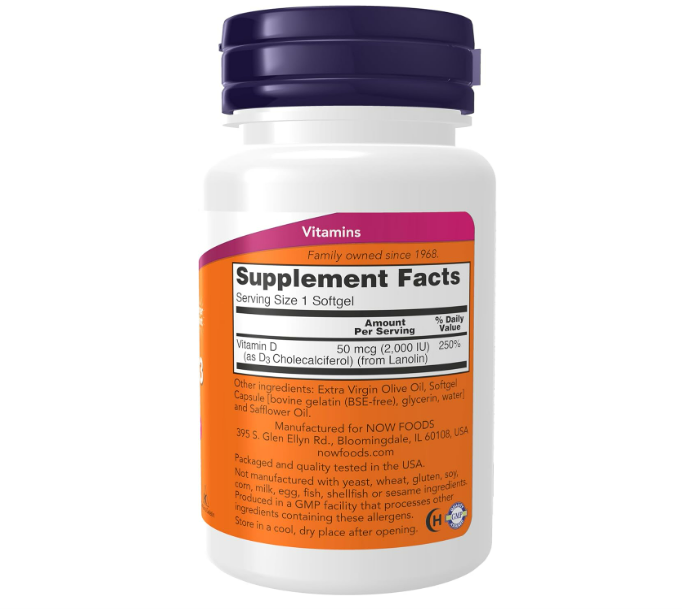 Now - Vitamina D-3 2000IU , 240 capsulas