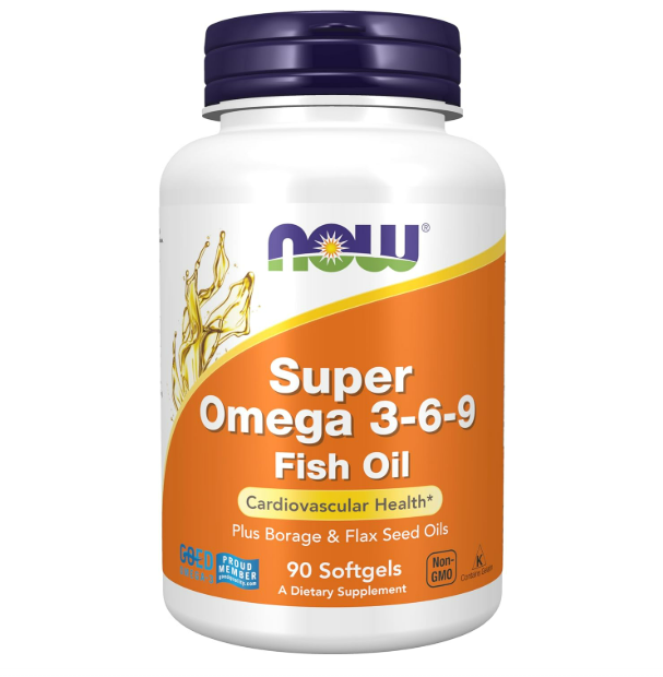 Now - Super Omega 3-6-9 fish oil, 90 capsulas
