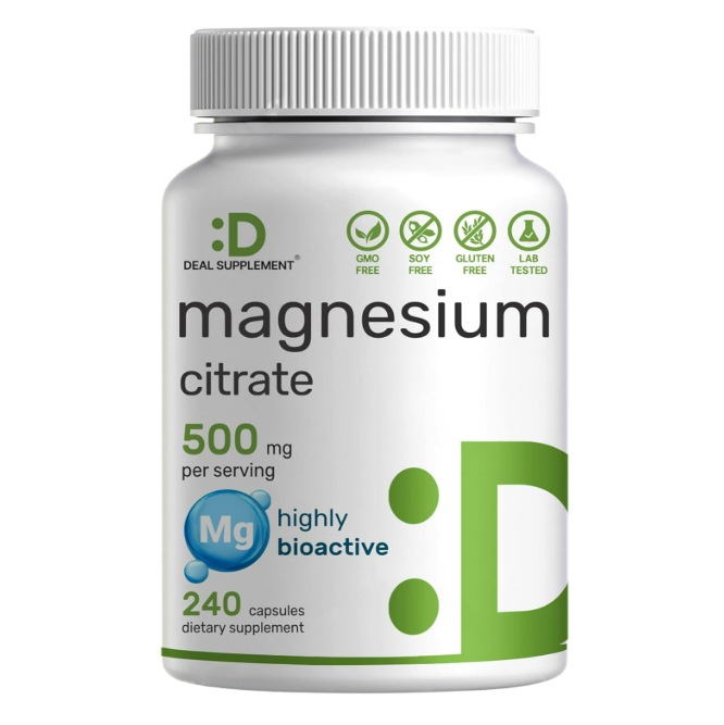 Deal Supplement- Magnesio Citrate 500mg, 240 capsulas