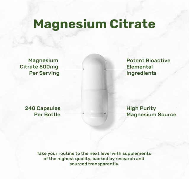 Deal Supplement- Magnesio Citrate 500mg, 240 capsulas