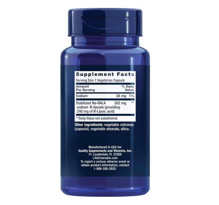 Life Extension - Super R-Lipoic Acid 240mg, 60 capsulas vegetarianas