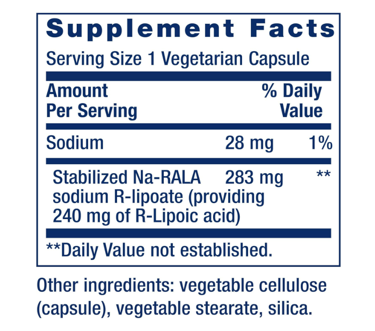 Life Extension - Super R-Lipoic Acid 240mg, 60 capsulas vegetarianas