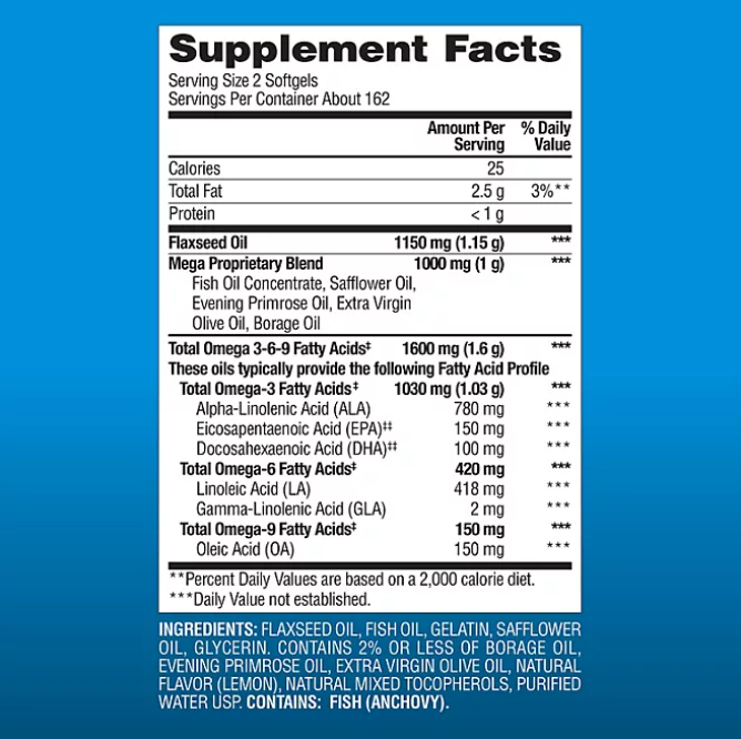 Omega 3 6 9 Members Mark 325 Softgels