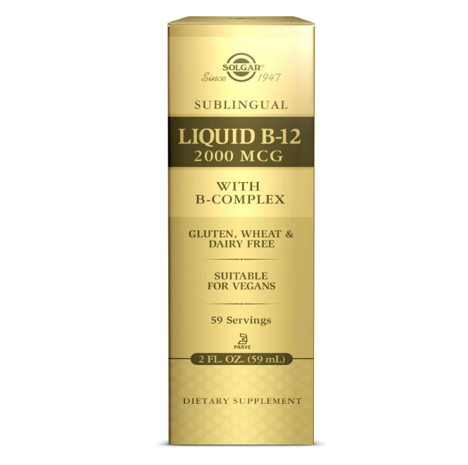 Solgar - Sublingual Liquido B-12, 2000mcg con B- Complex - 59ml(2oz)