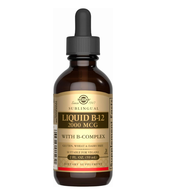 Solgar - Sublingual Liquido B-12, 2000mcg con B- Complex - 59ml(2oz)