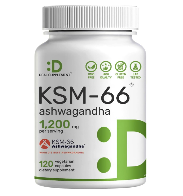 Deal Supplement- KSM 66 Ashwagandha 1,200 mg con pimienta negra, 120 cápsulas vegetales