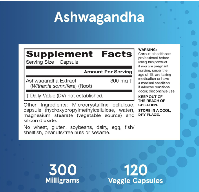 Jarrow Formulas Vegan Ahwagandha- Adaptogen, 300mg - 120 capsulas