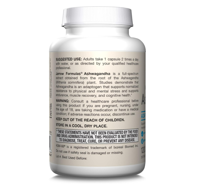 Jarrow Formulas Vegan Ahwagandha- Adaptogen, 300mg - 120 capsulas