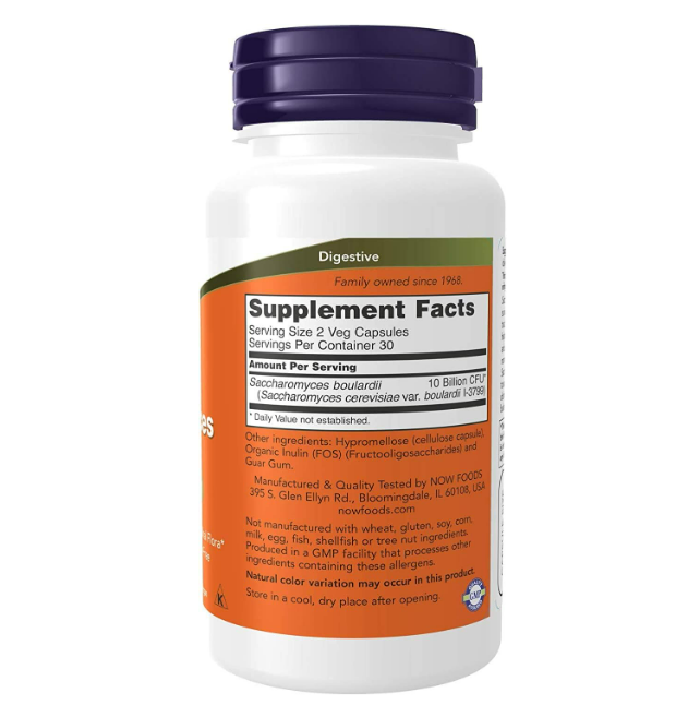 Now - Saccharomyces boulardii 5 billion cfu, 60 capsulas