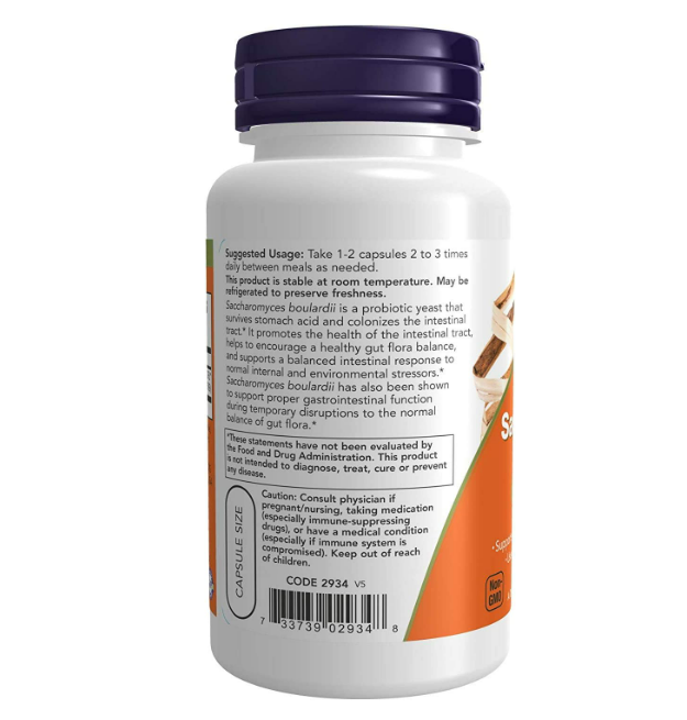 Now - Saccharomyces boulardii 5 billion cfu, 60 capsulas