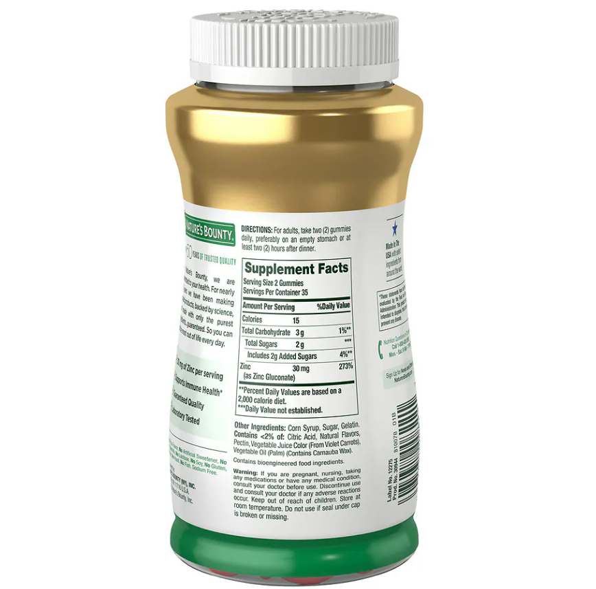 Natures Bounty - Zinc gummies 30mg, 70 gummies