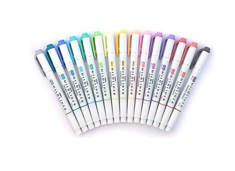 Zebra Pen Mildliner - Resaltador de doble extremo, con puntas anchas y finas, colores variados, paquete de 15 unidades