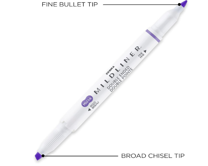 Zebra Pen Mildliner - Resaltador de doble extremo, con puntas anchas y finas, colores variados, paquete de 15 unidades