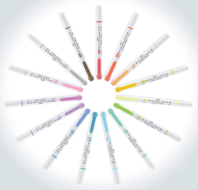Zebra Pen Mildliner - Resaltadores de doble extremo, puntas anchas y finas, bolígrafos de línea media de colores pastel y neutros, paquete de 30