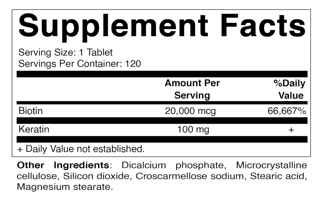 Vitamatic - max strength, Biotin 20,000mcg - 120 tabletas.
