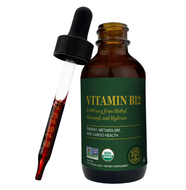 Global Healing - Vitamina B12 5000 mcg líquido sublingual , 59.2ml(2 oz)