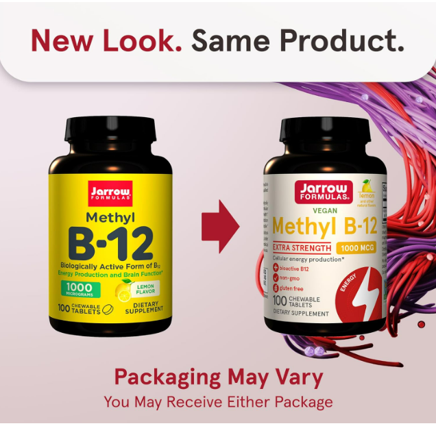 Jarrow Formula Vegan- Methyl B-12 1000mg, 100 tabletas masticables