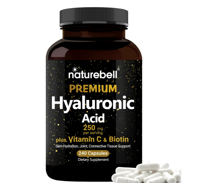 NatureBell - Ácido hialurónico 250mg con Vitamina C & Biotin, 240 capsulas