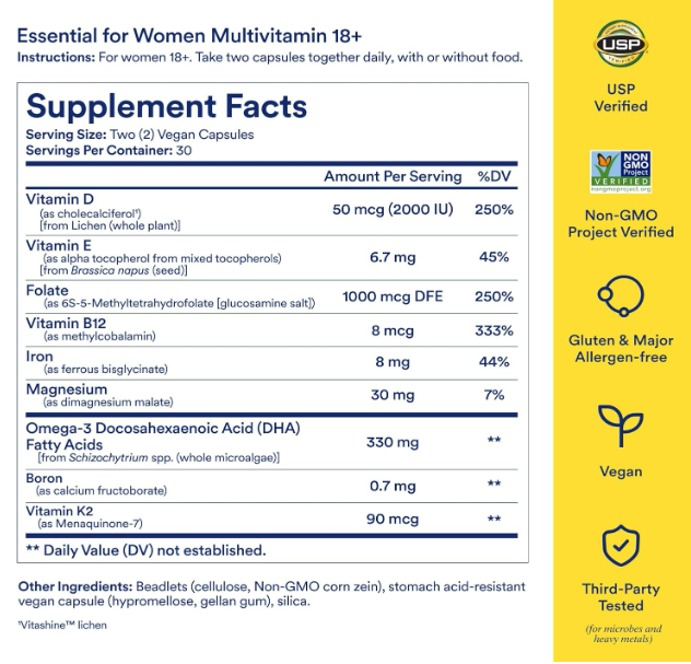 Ritual Essential para mujer - Multivitaminico 18 años a más + , 60 capsulas