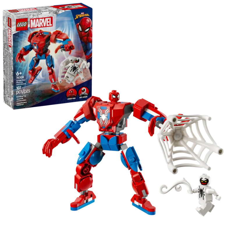 Lego 76308 Marvel Armadura Robótica de Spider-Man vs. el Anti-Venom, 6 años a más - 107 piezas