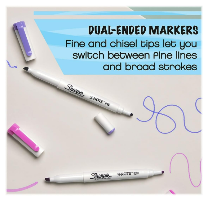 Sharpie S-Note Duo - Juego de marcadores creativos de doble extremo, 16 unidades