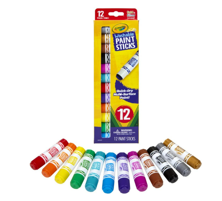 Crayola Barras de pintura de secado rápido, pintura lavable - 12 palitos de pintura