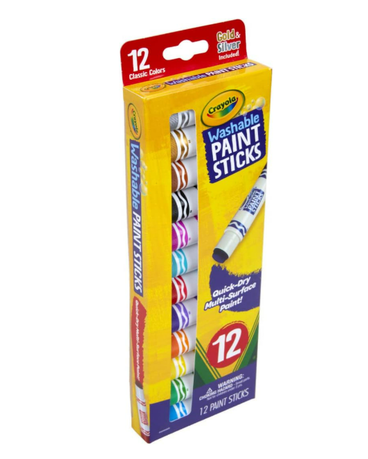 Crayola Barras de pintura de secado rápido, pintura lavable - 12 palitos de pintura