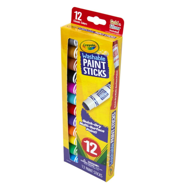 Crayola Barras de pintura de secado rápido, pintura lavable - 12 palitos de pintura