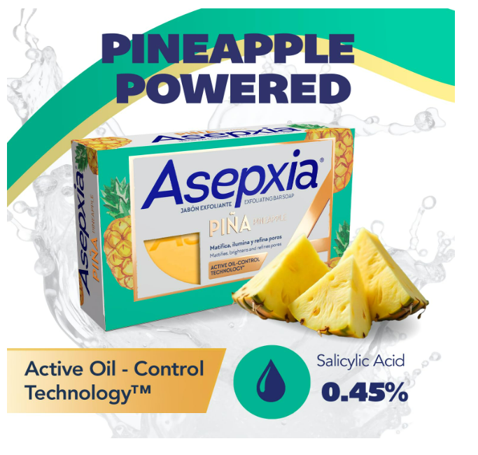 Asepxia- Jabón en barra, limpiador facial exfoliante, 4oz