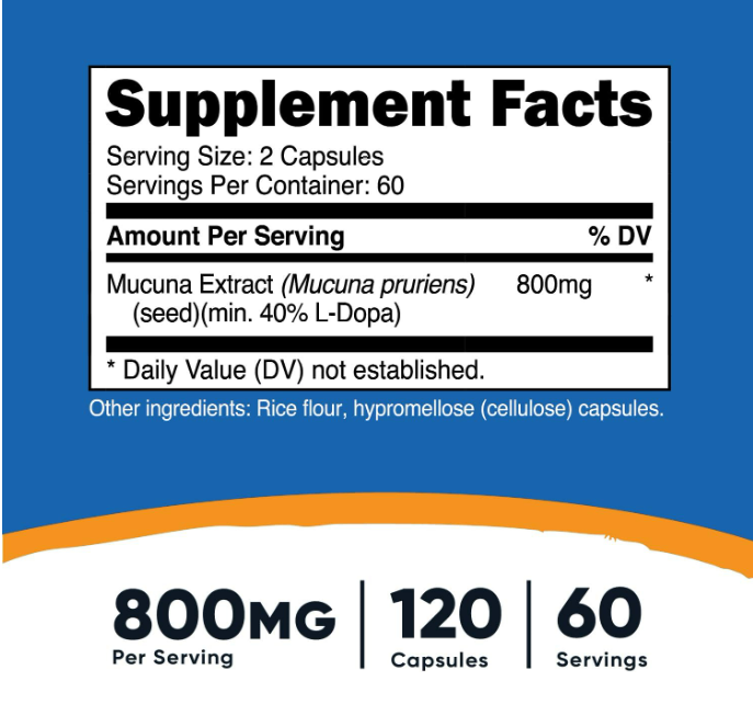 Nutricost - Mucuna Pruriens 800mg, 120 capsulas