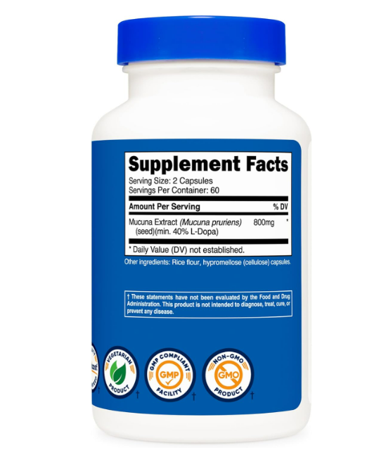 Nutricost - Mucuna Pruriens 800mg, 120 capsulas