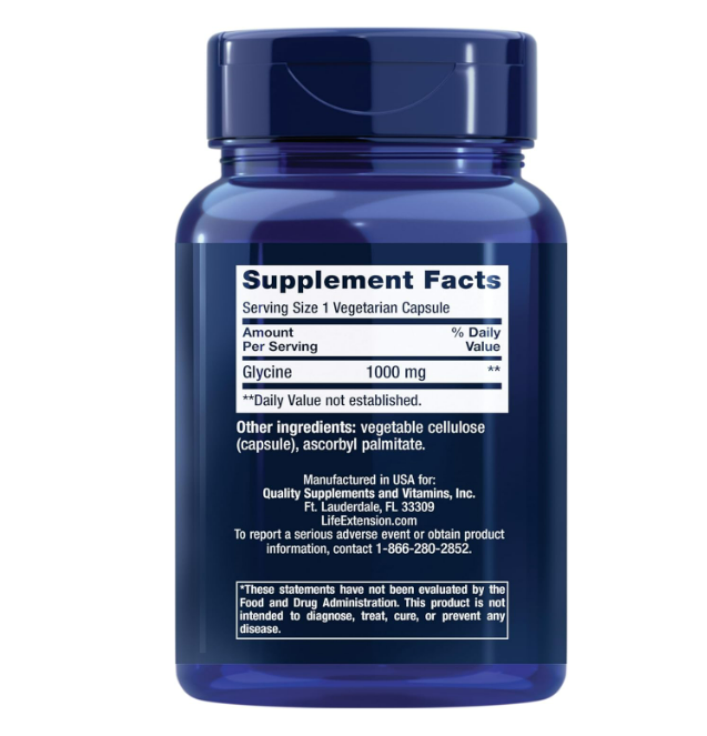 Life Extension - Glycine 1000mg, 100 capsulas vegetarianas