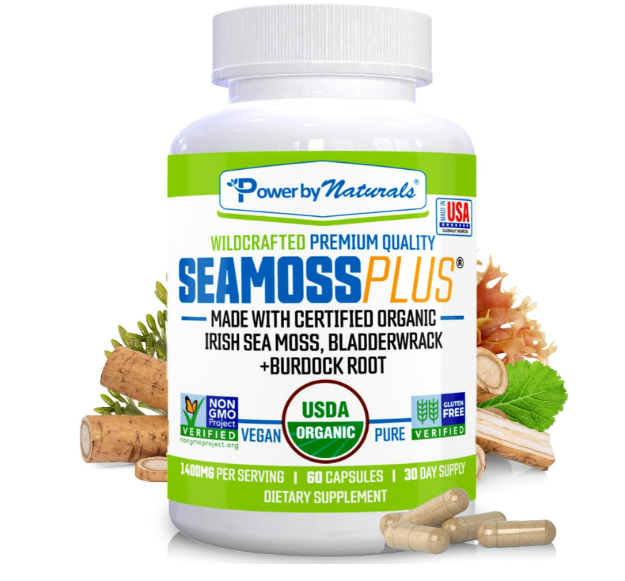 PowerbyNaturals - Seaa moss plus + burdock root- 60 capsulas vegetarianas
