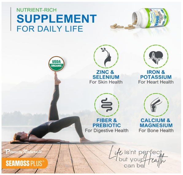 PowerbyNaturals - Seaa moss plus + burdock root- 60 capsulas vegetarianas