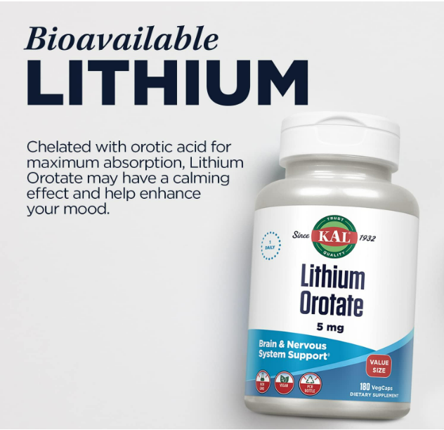 Kal - Lithium Orotate 5mg, 180 capsulas