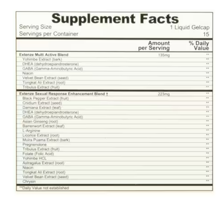 Vitamina para la mejora masculina de liberación prolongada, 15 capsulas - Extenze