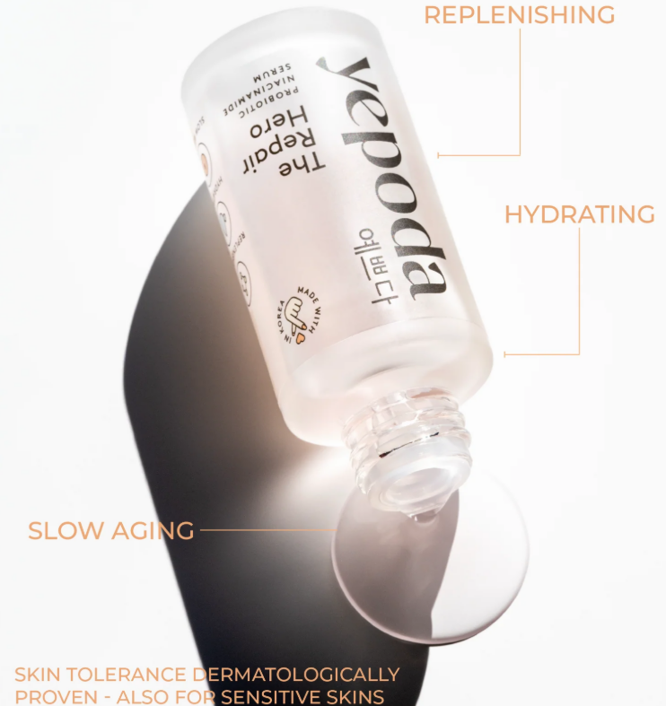 Yepoda- The Repair Hero, Suero de niacinamida con probióticos - 1.01oz