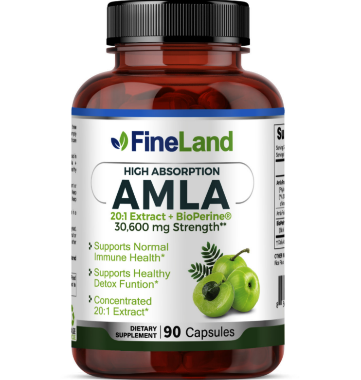 Fineland - Amla 20:1 Extract + Bioperine(30,600mg strenght) - 90 capsulas