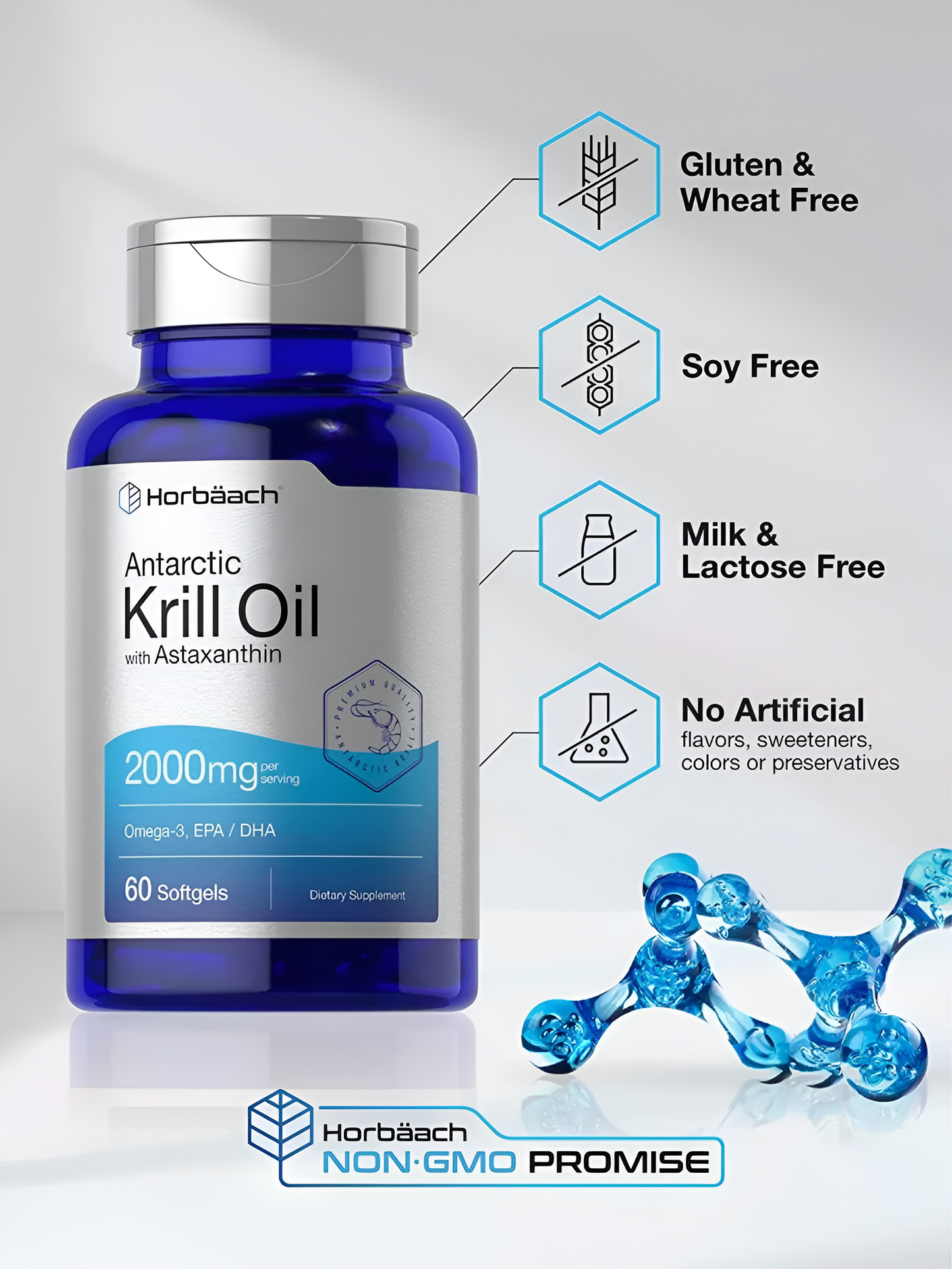 Krill Oil 2000mg , 60 capsulas - Horbaach