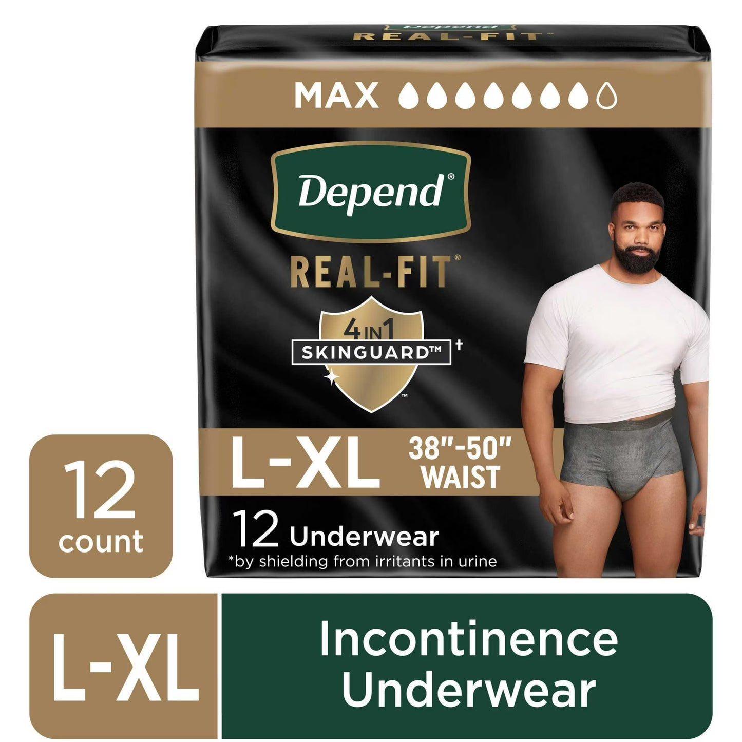 Depend Ropa Interior para Incontinencia Real Fit para Hombre, Pañales para Adultos