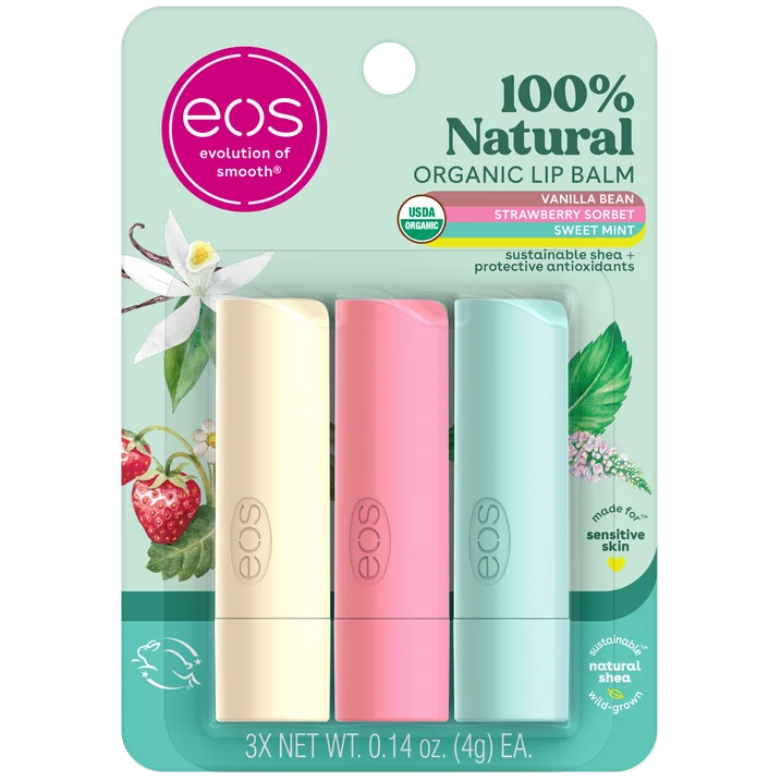Bálsamos labiales en barra EOS 100 % naturales y orgánicos (paquete de 3)