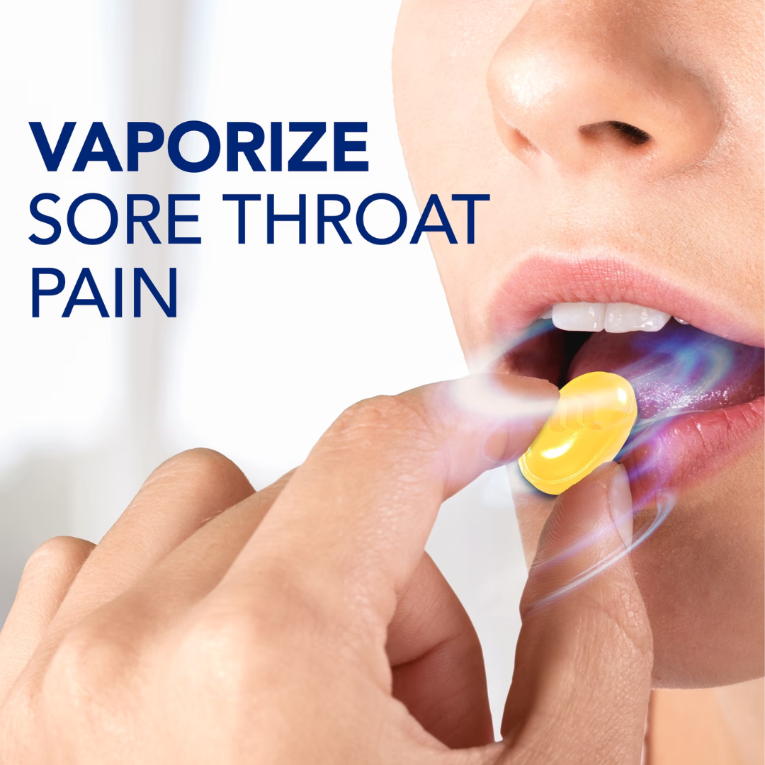 Vicks VapoCool Pastillas Medicadas para el Dolor de Garganta Severo, Mentol, Miel Limón, 45 Unidades