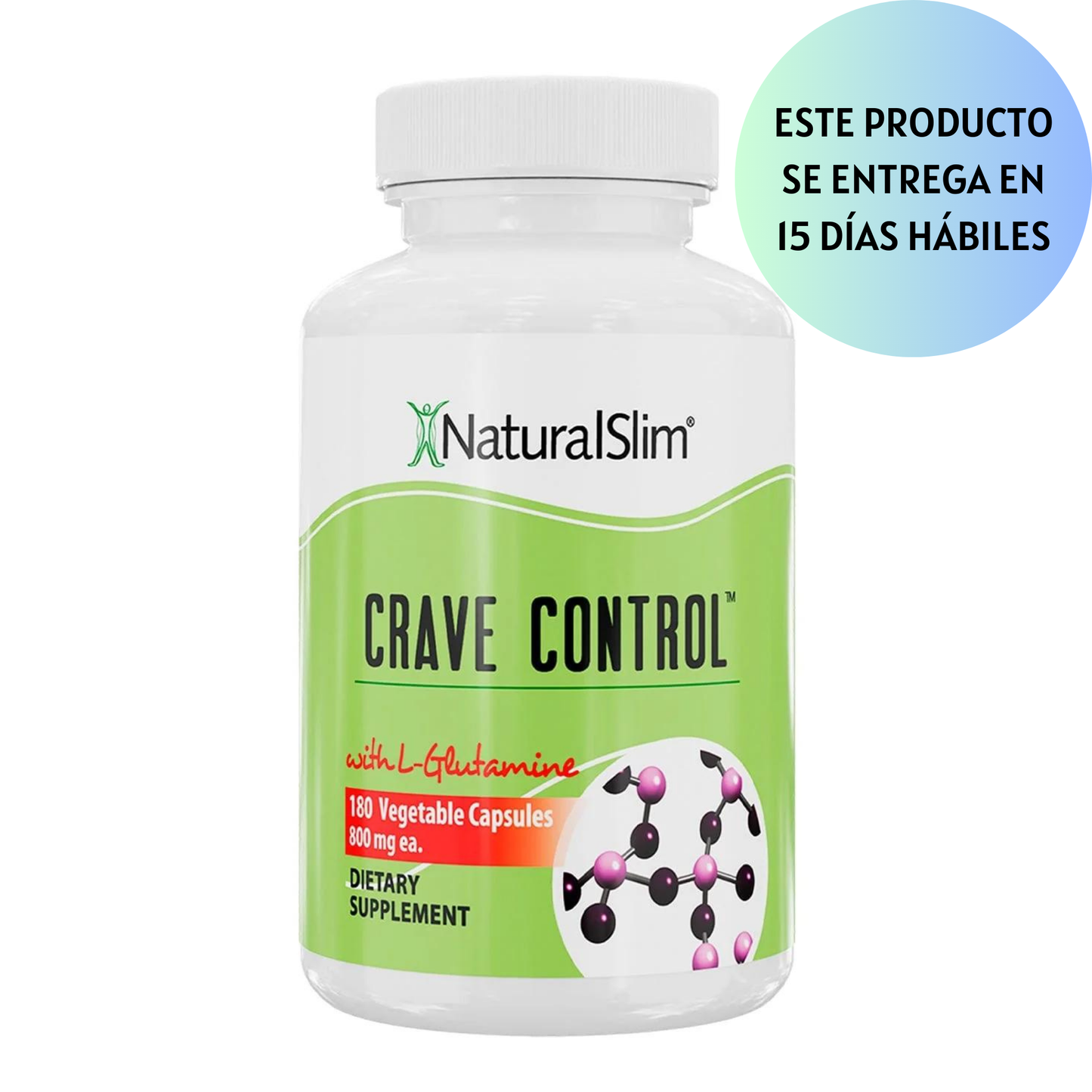 Crave Control , Natural Slim 180 cápsulas | Control de los Antojos con L-Glutamina y Tiamina (Vitamina B1)