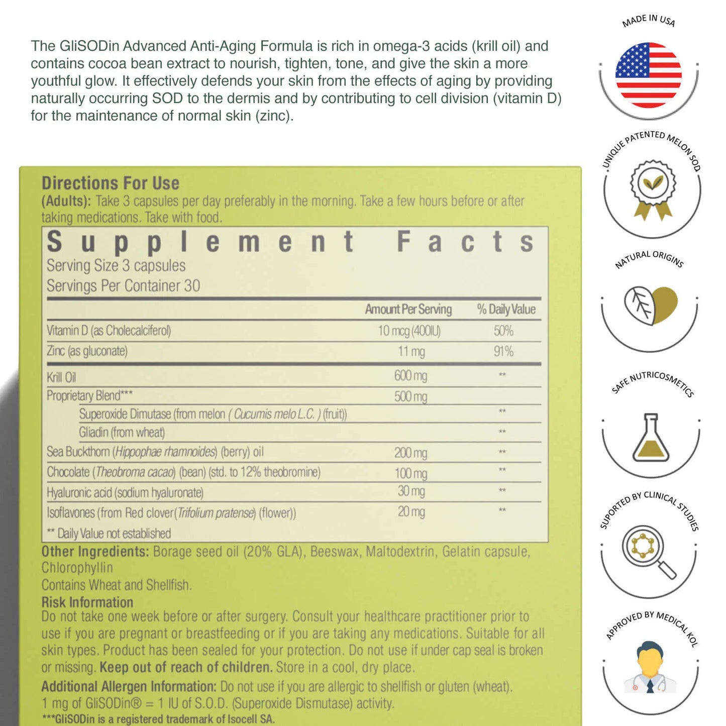 Glisodin Advanced Anti-Aging , 90 Capsulas