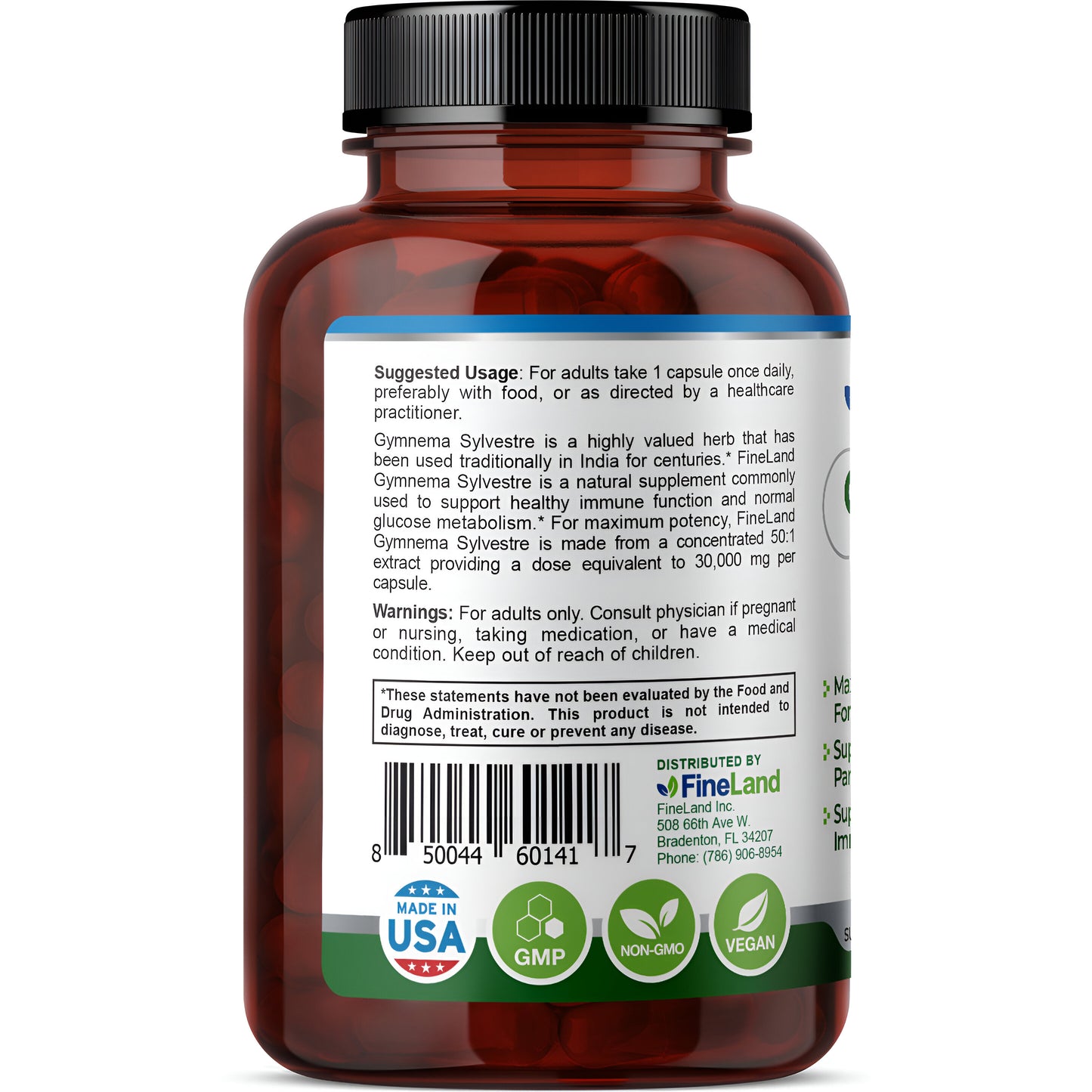 Gymnema Sylvestre 30,000mg - Fineland , 60 capsulas