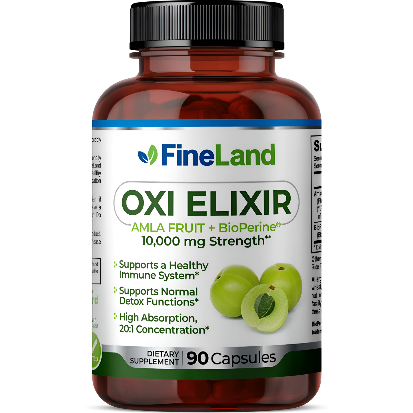 Oxi Elixir Amla Fruit + Bioperine 10,000mg-Fineland , 90 capsulas
