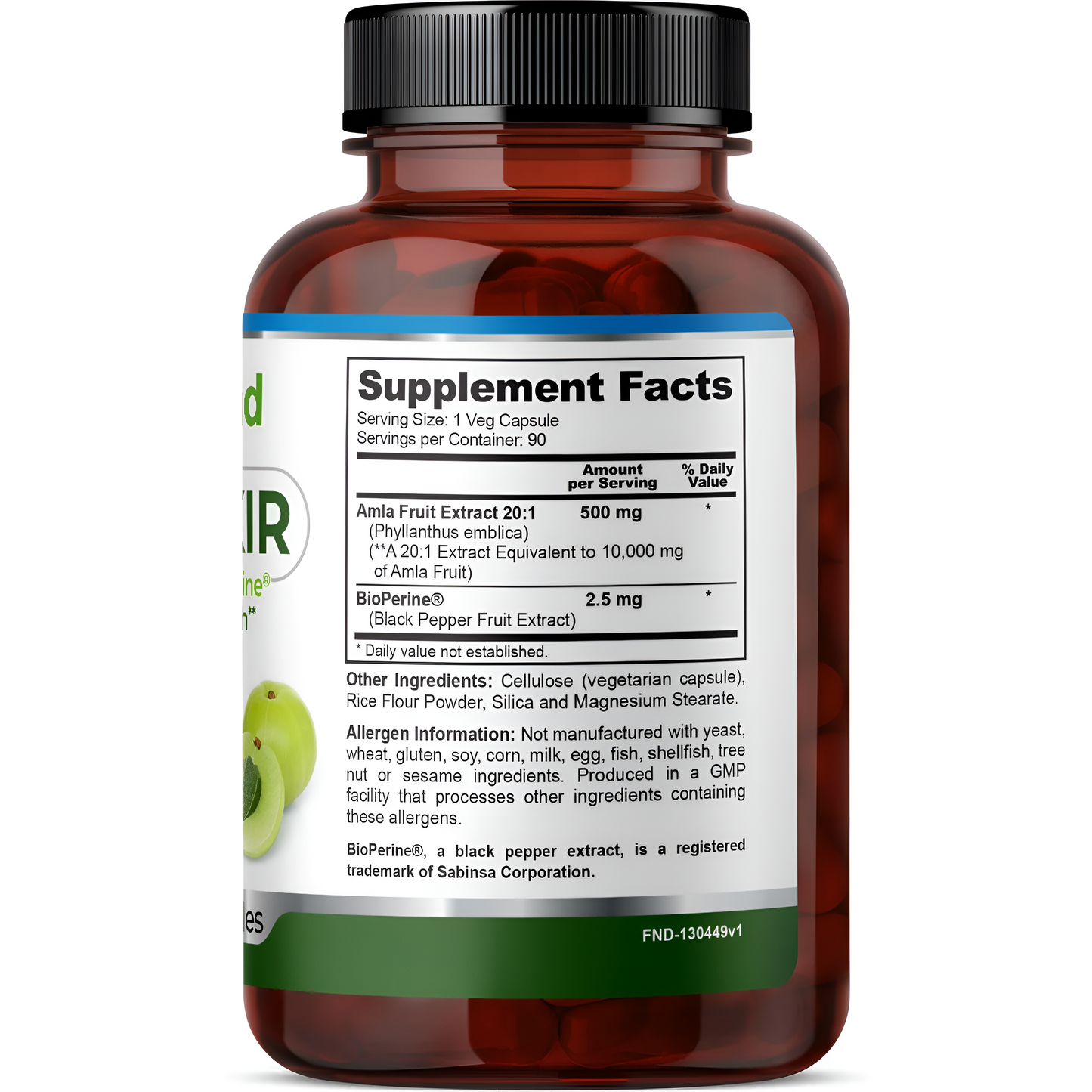 Oxi Elixir Amla Fruit + Bioperine 10,000mg-Fineland , 90 capsulas