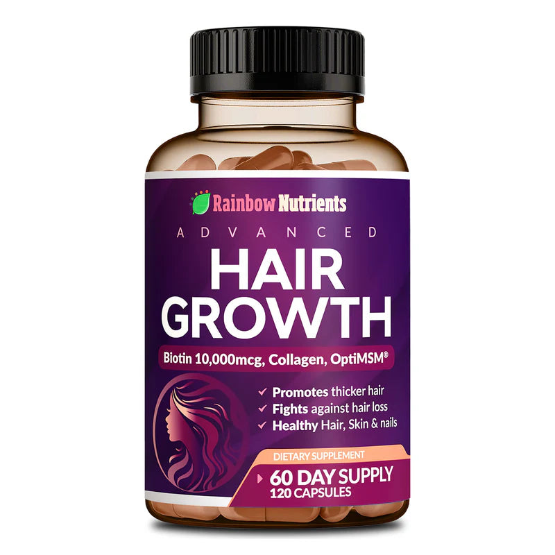 Rainbown Nutrients - Hair Growth, biotin 10,000mcg-collagen-optimsm , 120 capsulas (Copia)